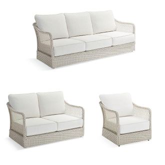 Frontgate Savannah Seating Replacement Cushions - Lounge Chair, Standard, Snow with Logic Bone Piping - Frontgate