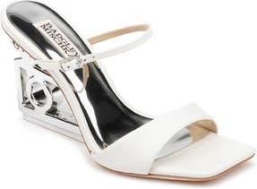 Badgley Mischka Luna Wedge Slide Sandal in White Leather at Nordstrom Rack, Size 6.5