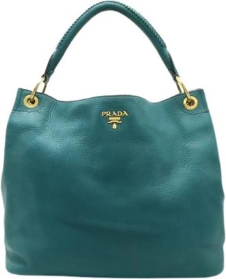 Prada Pre-owned Vintage Handtas- Schoudertas - Dames - Vintage Handtas - Groen - ONE Size - Leer - Vintage