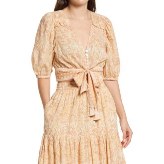 Cleobella Amina Organic Cotton Button-Up Blouse in Magdalena Print at Nordstrom, Size Medium