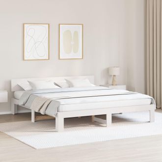 Berkfield Home Bed Frame with Headboard White 180x200 cm Solid Pine Wood