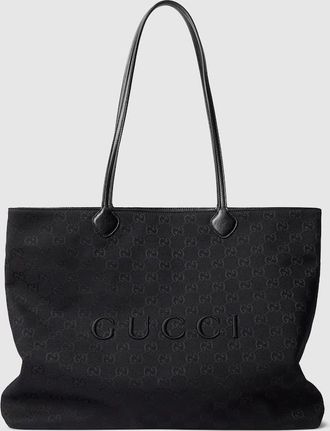 Gucci NY Large Tote Bag, Black, GG Canvas