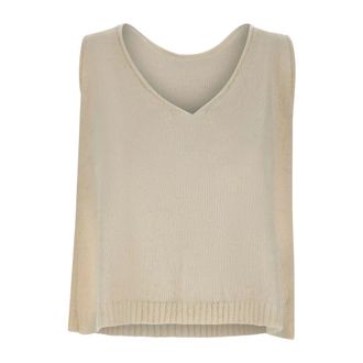 Maurizio Top met wijde V-hals van alpacamix - Dames - Truien - Beige - Maat: XS
