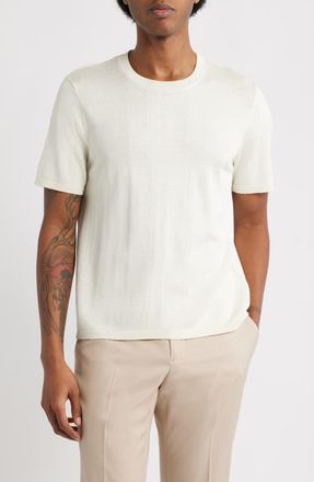 Open Edit Short Sleeve Crewneck Sweater in Ivory Egret at Nordstrom, Size Xx-Large