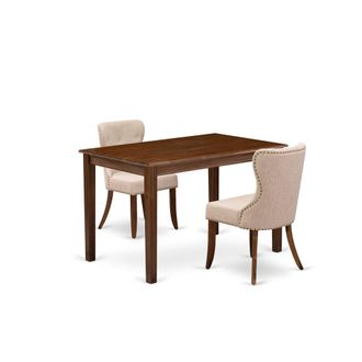 East West Furniture 3 Piece Kitchen Table Set for Small Spaces Includes a Rectangle Dining Table