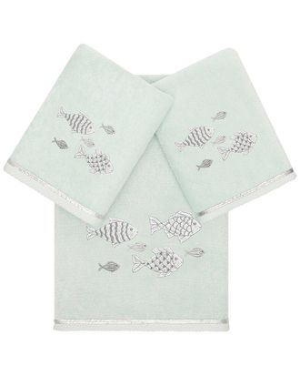 Linum Home Textiles Turkish Cotton Figi 3Pc Embellished Bath & Hand Towel Set