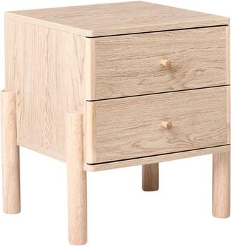 Beliani Mesita De Noche Tablero De Aglomerado Patas De Madera Maciza Mesilla Estilo Escandinavo Marr&oacute;n Claro Collins