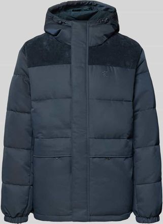 Calvin Klein Jeans Steppjacke mit verdecktem Reißverschluss und Label-Stitching in Dunkelblau, Größe XXL