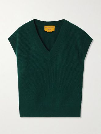 Guest In Residence Canotta In Cashmere A Coste - Verde