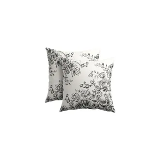 OEM Fundas De Coj&iacute;n Decorativas Vintage Con Estampado Floral, 20x20 Pulgadas, Juego De Dos Piezas, Estampado Bot&aacute;nico De Hojas Negras, Algod&oacute;n Y Lino, Rev