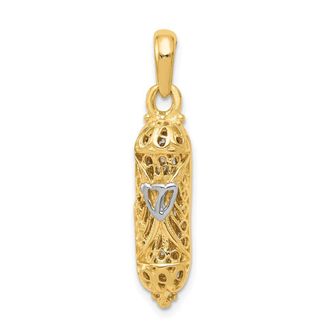 Diamond2Deal 14k Yellow Gold White Rhodium Mezuzah Shin Charm