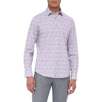 Bugatchi James OoohCotton Floral Button-Up Shirt in Cement at Nordstrom, Size Xxx-Large