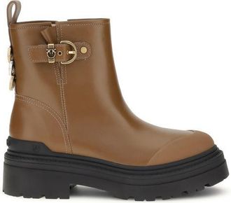 Pinko Pinko Womens Buckle Leather Ankle Boots - Tan - Size EU 40
