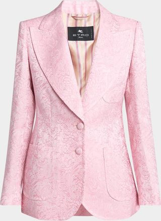 Etro Pink Paisley Jacquard Single-Breasted Jacket