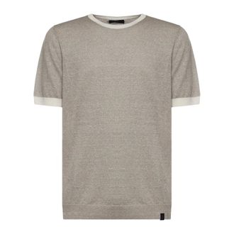 Fay Round-neck Knitwear, male, Beige, Size: 3XL Round-neck Knitwear