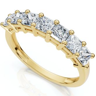 Pompeii3 1Ct Princess Cut 7-Stone Diamond Wedding Ring Womens Band Gold Lab Grown