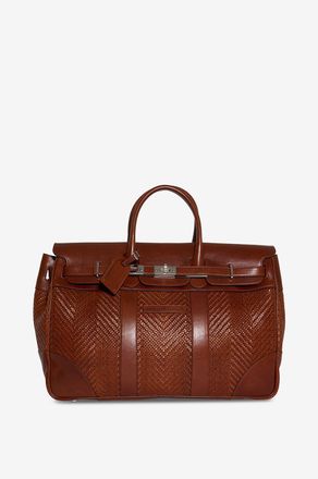 Brunello Cucinelli Rechteckige Reisetasche aus geflochtenem Leder
