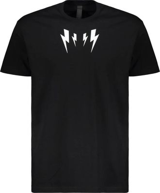 Neil Barrett Fair Isle Thunderbolt Oversize T-Shirt - Heren - T-shirts - Zwart - L - Katoen - Tops