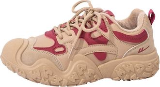 Generic Women Winter Fleece Lined Low Top Shoes Versatile Warm Thick Soled Sports Casual Snow Boots (Beige,6.5)