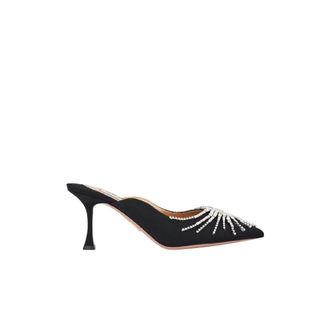 Aquazzura Heeled Mules, female, Black, Size: 7 US Sunshine Mule 75