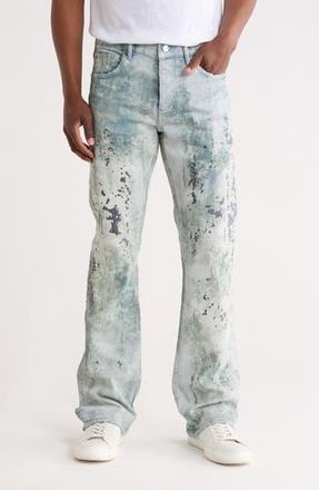 Purple Worn Camouflage Embroidered Flare Leg Jeans in Light Indigo at Nordstrom Rack, Size 33