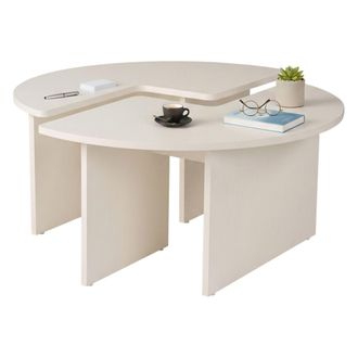 Dmora Mesa De Centro Da Salotto Codroipo, Tavolo Basso Da Caff&egrave;, Portariviste Per Divano, Ripiano Da Soggiorno, 90x90 H41 Cm, Bianco
