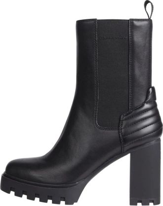 Calvin Klein Jeans Zwarte Chelsea Enkellaarzen - Dames - Laarzen met Hak - Zwart - 41 EU - Leer - Schoenen