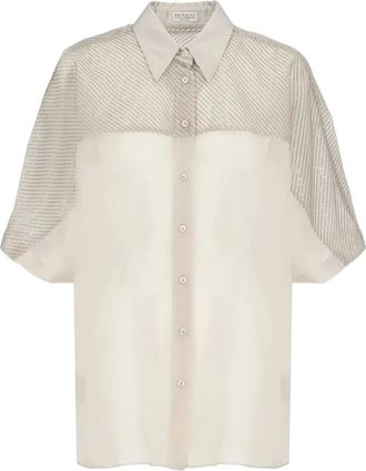 Brunello Cucinelli Camicia a maniche corte - Toni neutri