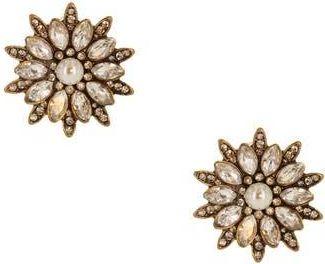 Olivia Welles Renae Faceted Crystal Clip-On Earrings in Burnished Gold /Clear at Nordstrom Rack
