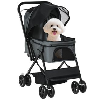 OEM Carrito Para Perros Plegable Con Mango Reversible Ventana De Malla Cesta De Almacenamiento 76,5x52x95 Cm Gris