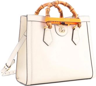 Gucci Borsa tote Diana NM piccola in pelle con manico in bamb&ugrave; - Toni neutri