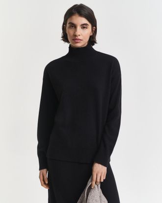 GANT Women Superfine Lambswool Turtleneck Sweater (S) BLACK
