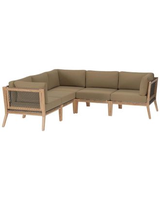 ModWay Clearwater Outdoor Patio Teak Wood 5Pc Sectional Sofa