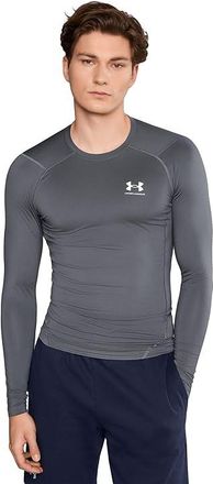 Under Armour Heatgear Armour Compression Long Sleeve Mens Clothing Castlerock/White : 2XL, Polyester