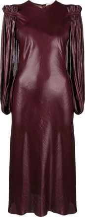 Stella McCartney draped-sleeve midi dress - women - Polyester - 38 - Purple