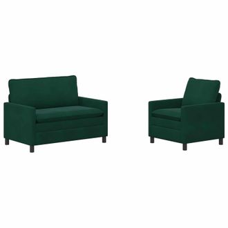 vidaXL Juego De Sof&aacute; 2 Uds. Verde Oscuro Terciopelo Vidaxl