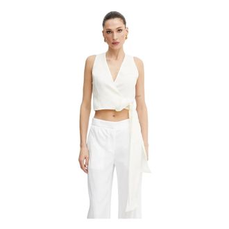 Forte_Forte Mijn Top - Dames - Tops zonder mouwen - Wit - XL - Linnen - Tops