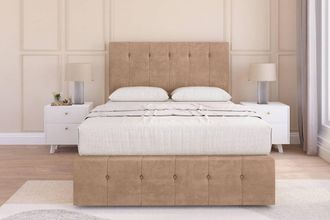 Sloomy Cambridge Naples Divan Set 2 Drawers - 26 Headboard-12 Footboard in Light Sand | Size: King