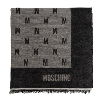 Moschino Accessoires, Dames, Grijs, ONE Size, Wol, Monogram Sjaal