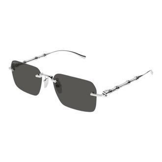 Gucci Square Zonnebril - Heren - Zonnebrillen - Grijs - 56 MM - Nylon - Accessoires