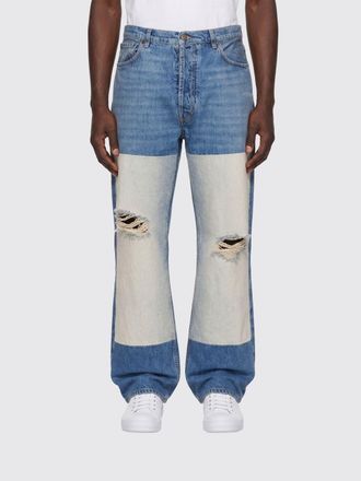 Maison Margiela Straight Leg Cotton Denim Jeans with Patchwork Effect