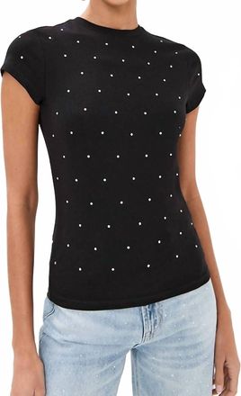 Good American Crystal Baby Tee In Black
