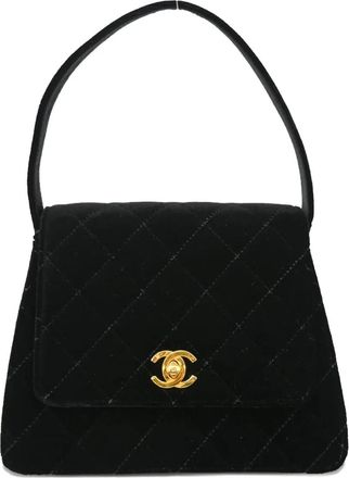 Chanel Borsa a spalla in velluto trapuntato 1998 - Nero