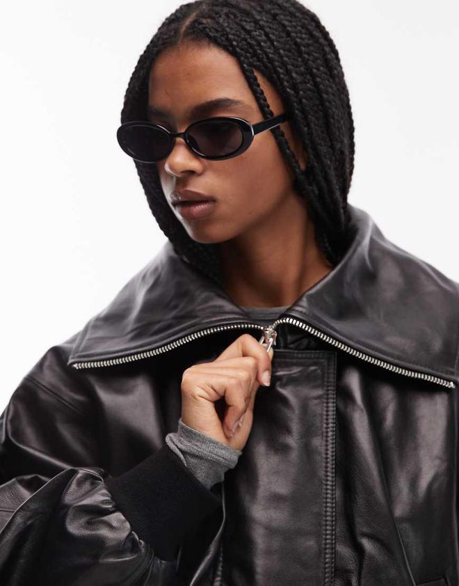 Mango Bomber oversize en cuir Noir dès 359,99 € sur Stylight