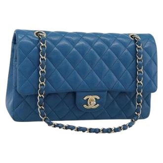 Chanel Pre-owned Vintage Schoudertas - Dames - Pre-owned - Blauw - Maat: ONE Size Leer
