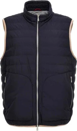 Brunello Cucinelli MenS Navy Quilted Zip Vest, Size S
