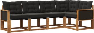 vidaXL Conjunto De Sof&aacute;s De Exterior 5 Uds. Natural Y Negro Vidaxl