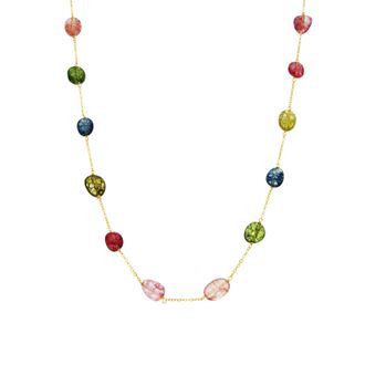 Luxenter ketting in 925 sterling zilver en multicolor natuursteen, afgewerkt in 18 karaat geel goud - Refus