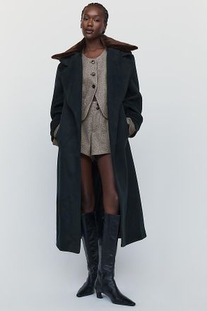 Aligne George Faux-Fur Collared Wrap Coat Jacket