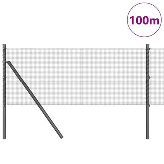 Berkfield Home Modern Welded Wire Fence with 13 Posts Grey 0.8x100 m Steel